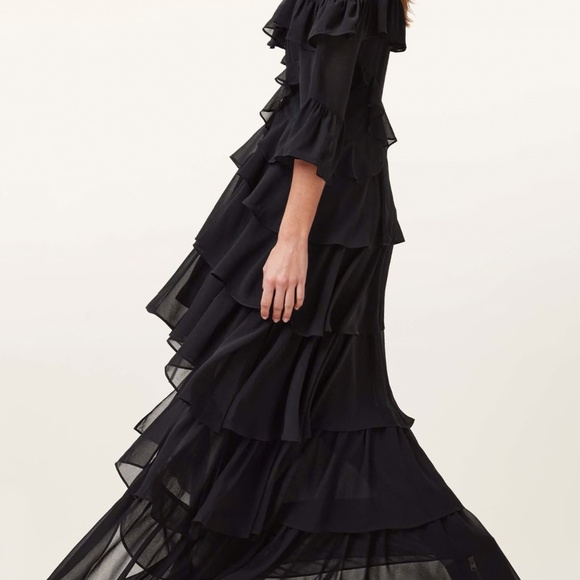 All Saints Nat Ruffled High Low Maxi Dress - Picture 2 of 3